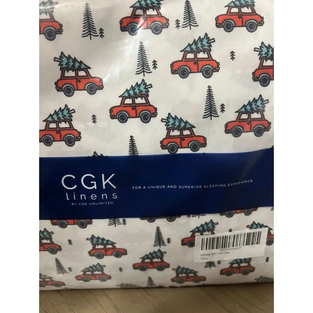 CGK Linens 4 Piece Christmas Pattern Sheet Set Full New